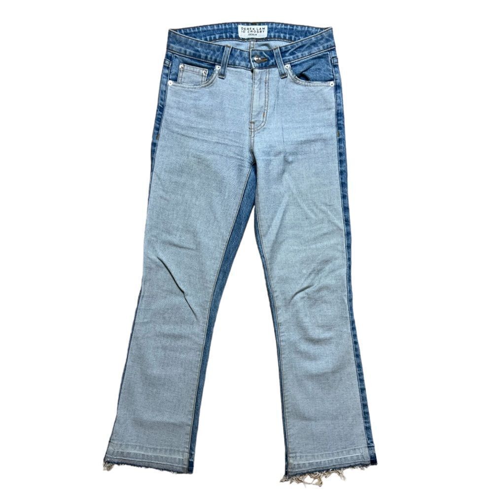 Derek Lam Crosby Women's Gia two-tone Faded Raw Hem Crop Flare Jean